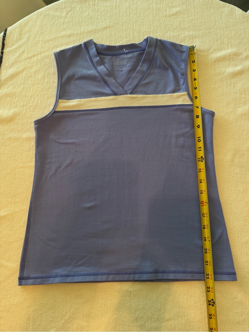 lululemon athletica V-Neck Tank in Dusty Blue with White Trim